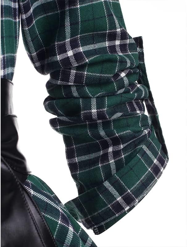 Gothic Women's Long Sleeve Dress with Plaid Belt and Irregular Skirt (XXL, Red) - Image 5