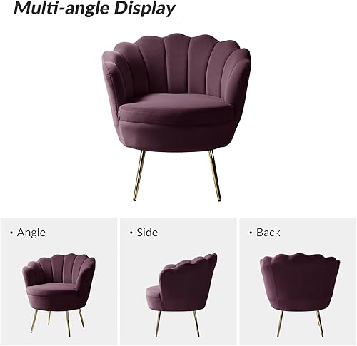 Miniatura 32 de HULALA HOME Moderno sofá biplaza de terciopelo con respaldo en forma de flor, cómodo sofá tapizado de 2 plazas con patas de metal dorado, sofá