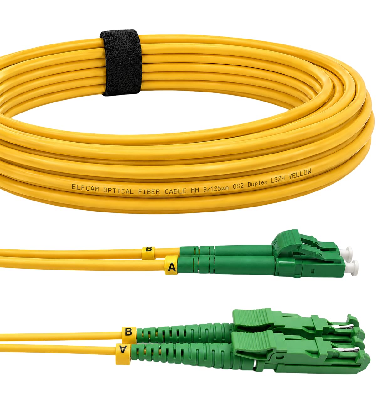 Elfcam® - 30m LWL Glasfaser-Kabel E2000/APC auf LC/APC Stecker, Duplex Singlemode 9/125μm Patchkabel, Lichtwellenleiter LSZH (30M)