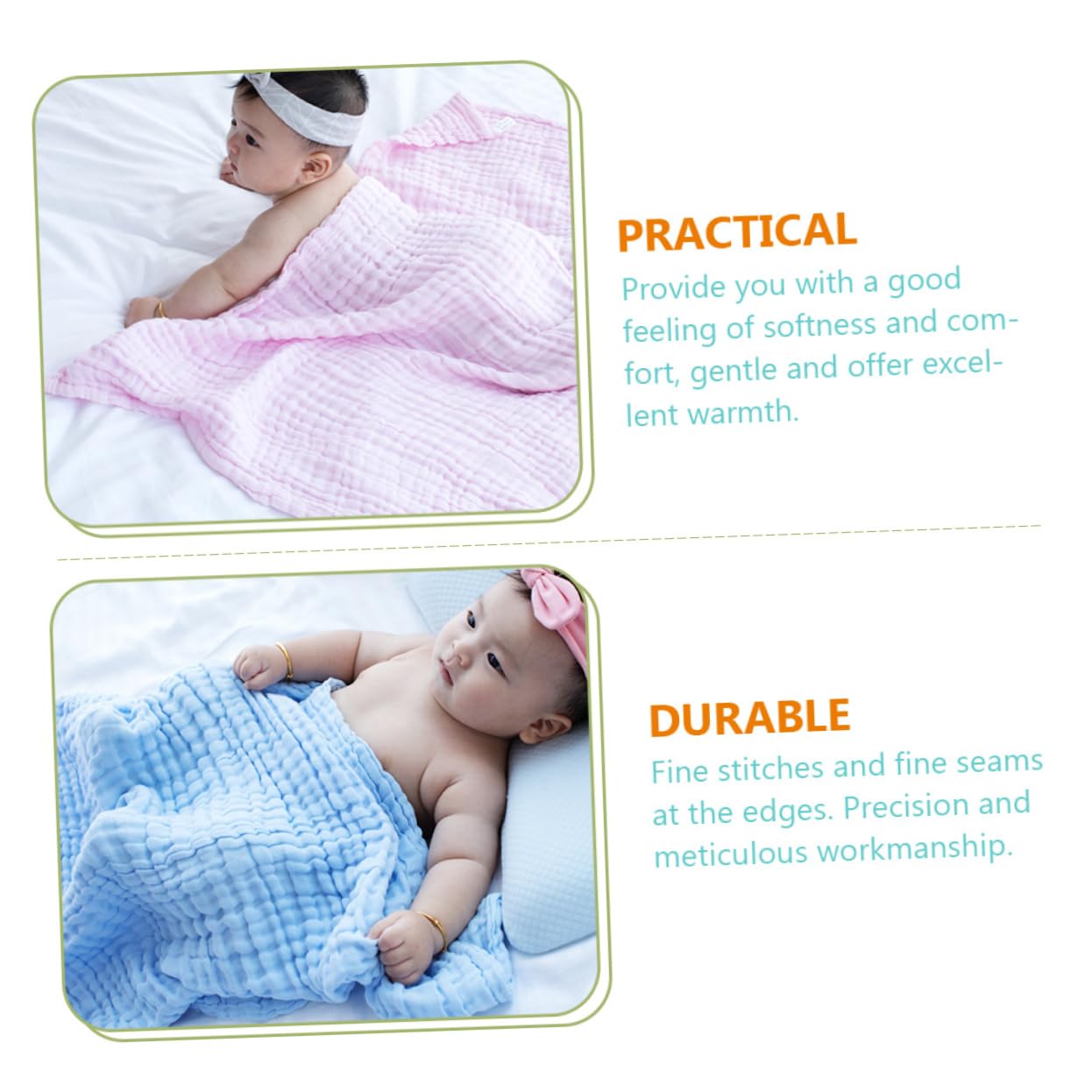 UPKOCH 3 Stück Puckdecke aus Baumwolle für Neugeborene Leichte und Weiche Babydecke für Drinnen und Draußen Atmungsaktive Babybadetücher