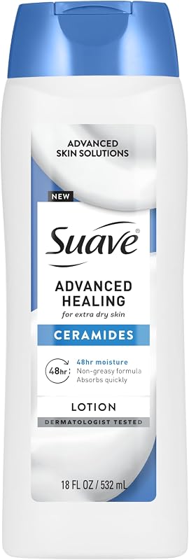 Suave Ceramides Lotion, Advanced Healing for Extra Dry Skin 3-Ct, 18 Oz Ea