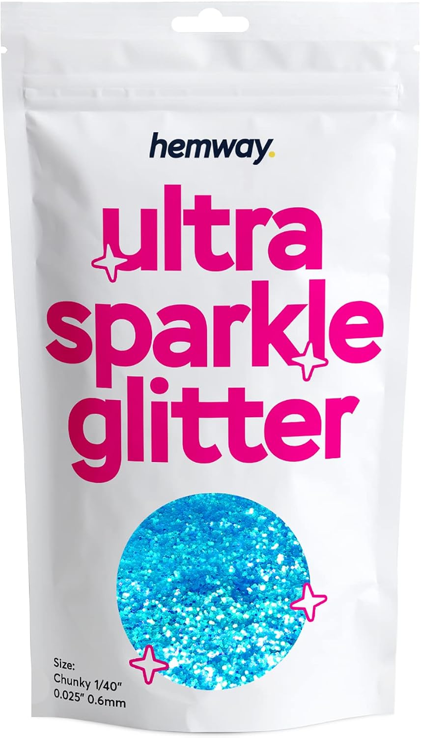 Hemway Ultra Sparkle Glitter Fluorescent Blue 100g Chunky