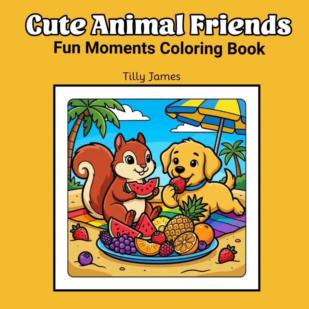 Cute Animal Friends: Fun Moments Coloring Book