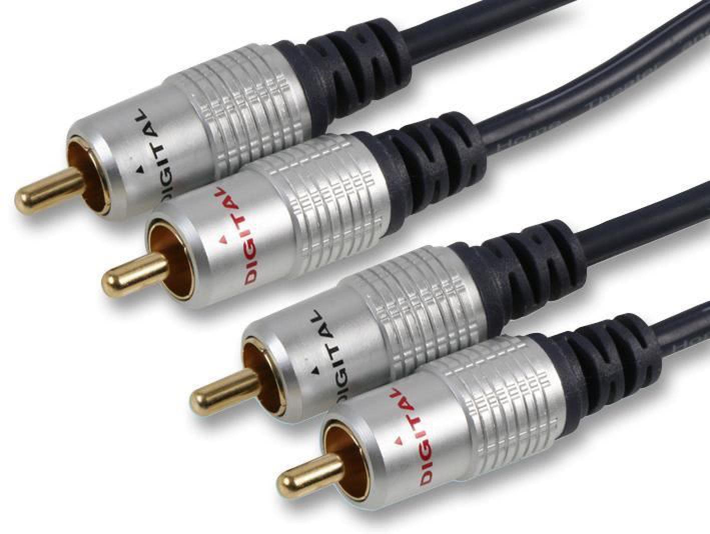 Câble audio 2 x Phono (RCA) mâle vers 2 x mâle de 10 m Noir pour hifi