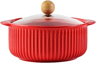 Tazón para servir,Tazones de cerámica para servir, Tazón de Sopa de Color Sólido de 900 ml con Tapa, Tazón de ramen de cerámica, Tazón de Microondas-Amarillo 6in (Tamaño : Pink 6in) ( Color : Pink , S