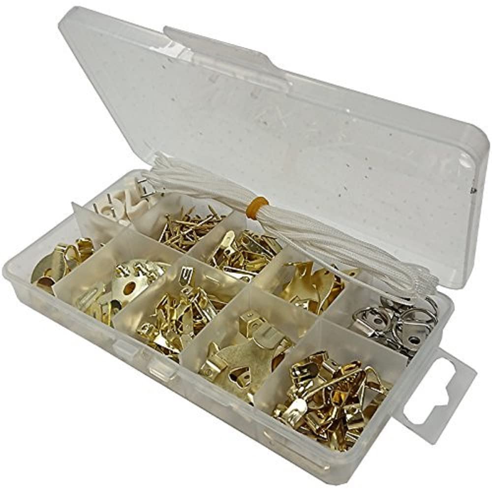 Juego de ganchos para colgar cuadros Merriway bh06591 con anillas y estuche organizador de herrajes