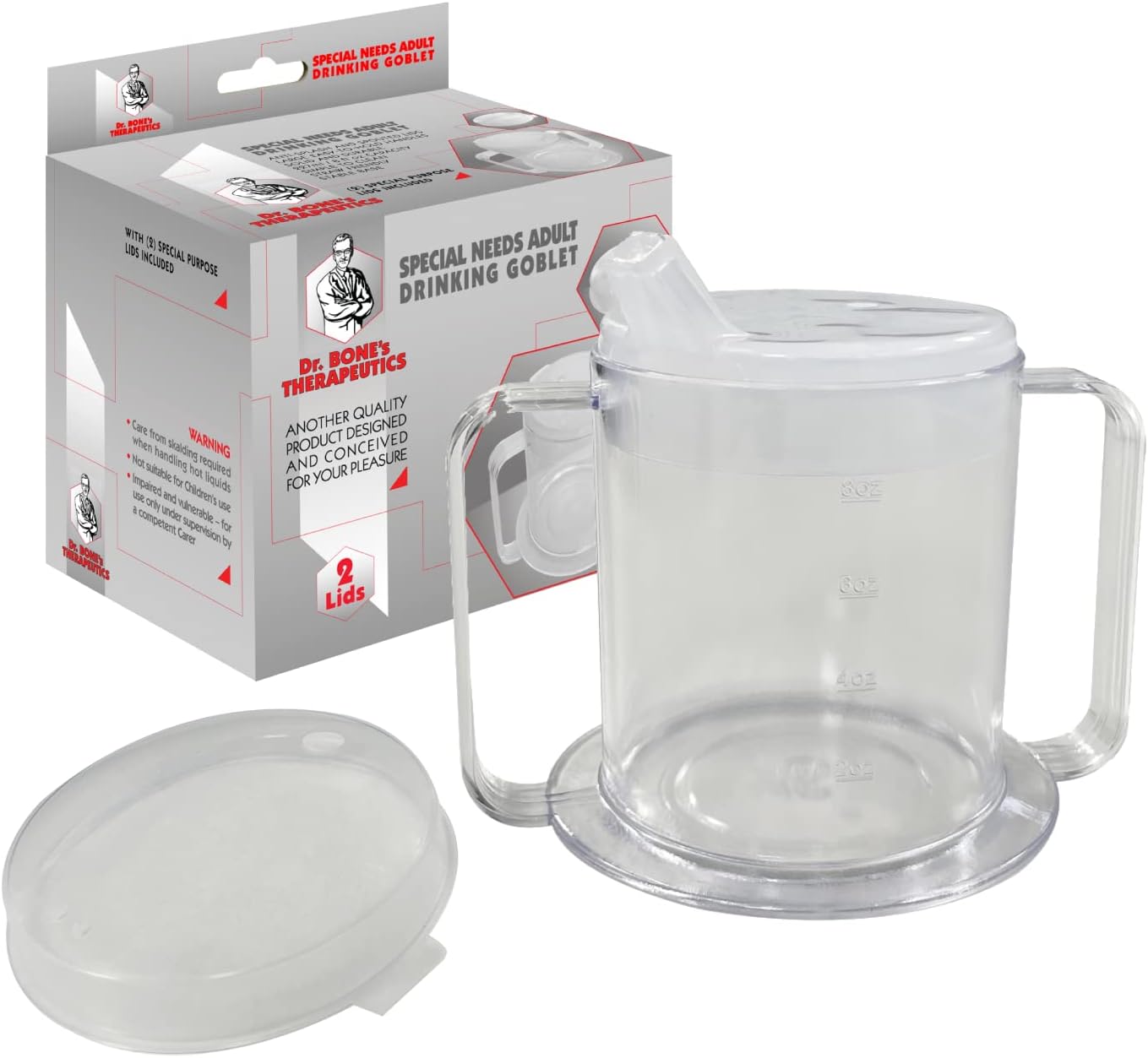 2-Handle Adult Sippy Cup Wide Base Mug with Transparent 2 Style Lids Lightweight Drinking Cup with Easy-to-Grasp Handles for Hot and Cold Beverages Spill-Resistant Prevents Tipping Beakers for Elderly