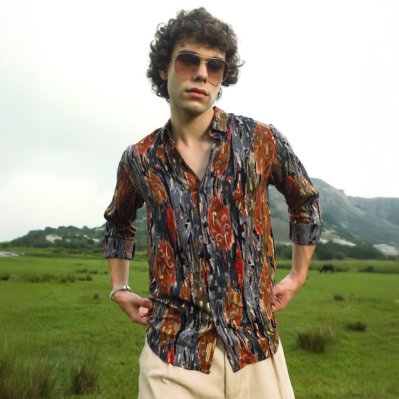 Image of CAHOOT Men's Shirt for Casual Wear | Spread Collar | Long Cuffed Sleeves | Button Closure | Shirt Crafted with Comfort Fit for Everyday Wear