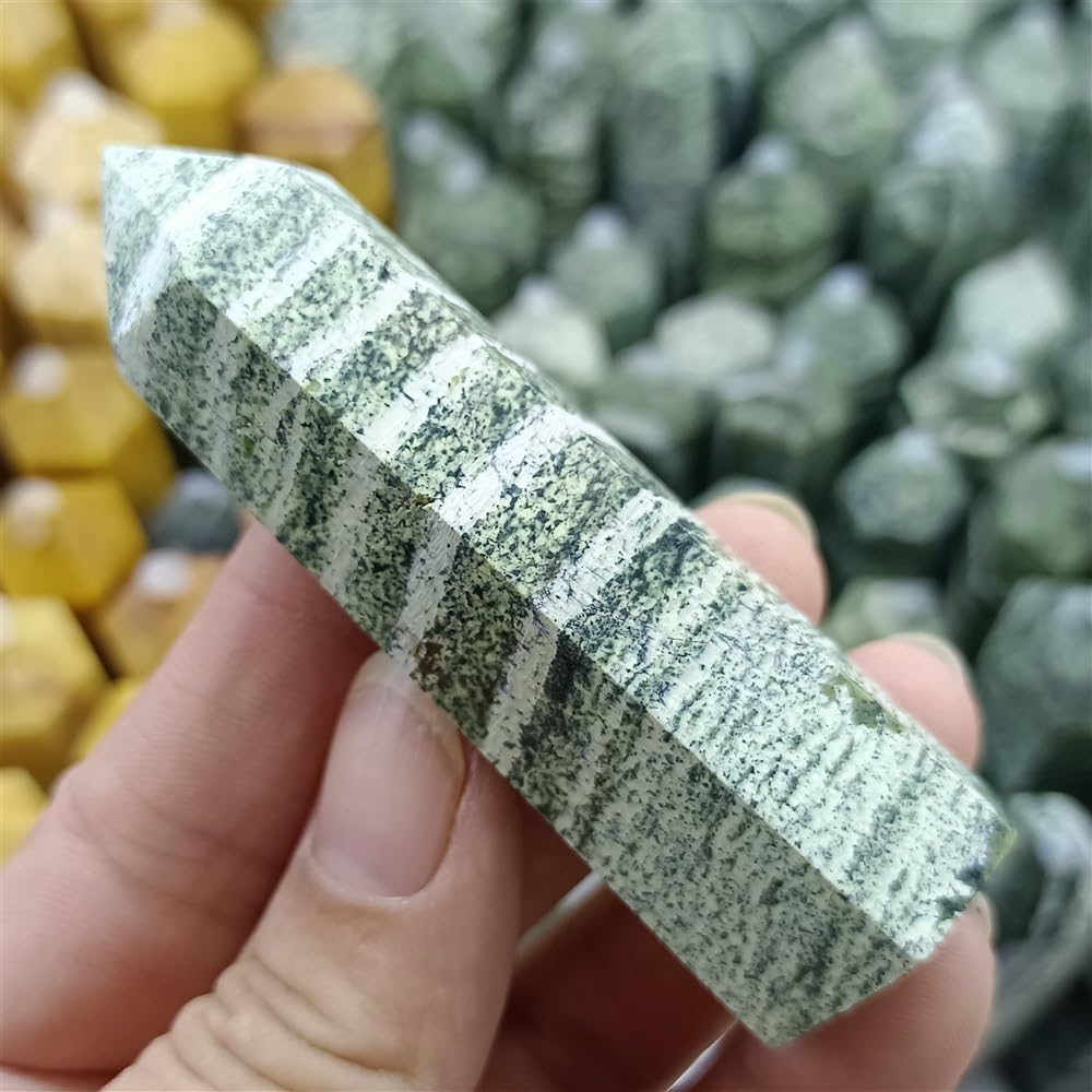 KJEBVHIRS Green Zebra Stone Little Column Crystal Ore Home Office Decoration Craft Gifts Degaussing Ornaments7-9cm Ornaments (Size : 5pcs)
