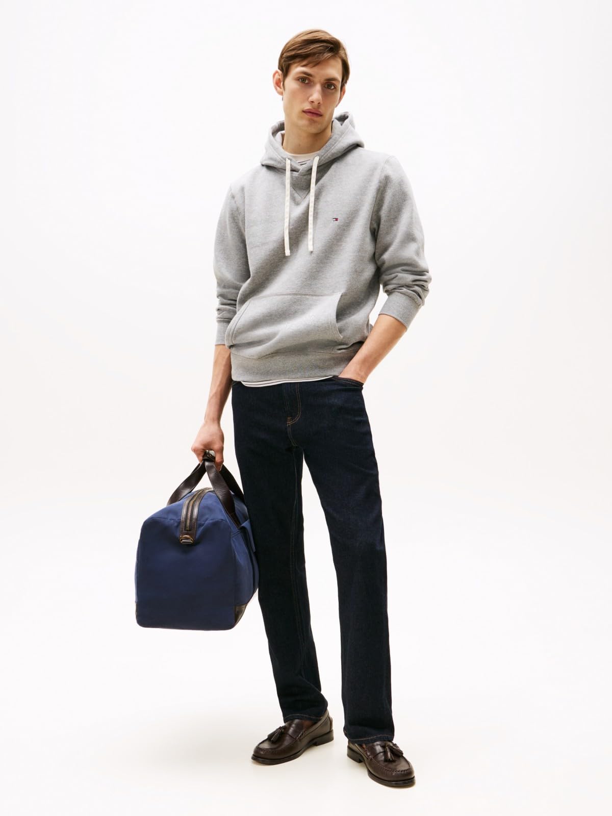 Tommy Hilfiger Męska bluza z kapturem z polaru o regularnym kroju, Szary (średni szary wrzos), XXL