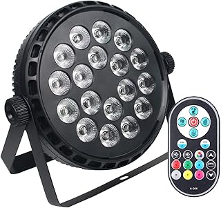 Par Lights, 18 LED Stage Lights 7 Lighting Modes DJ Lights with Remote & DMX Control Sound Activated Uplighting Lights for Wedding Birthday Party Stage Lighting