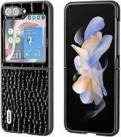 Vista 4 de Funda de piel auténtica con diseño de cocodrilo para Samsung Galaxy Z Flip 3, diseño de lujo, lindo y delgado brillante con purpurina para mujeres