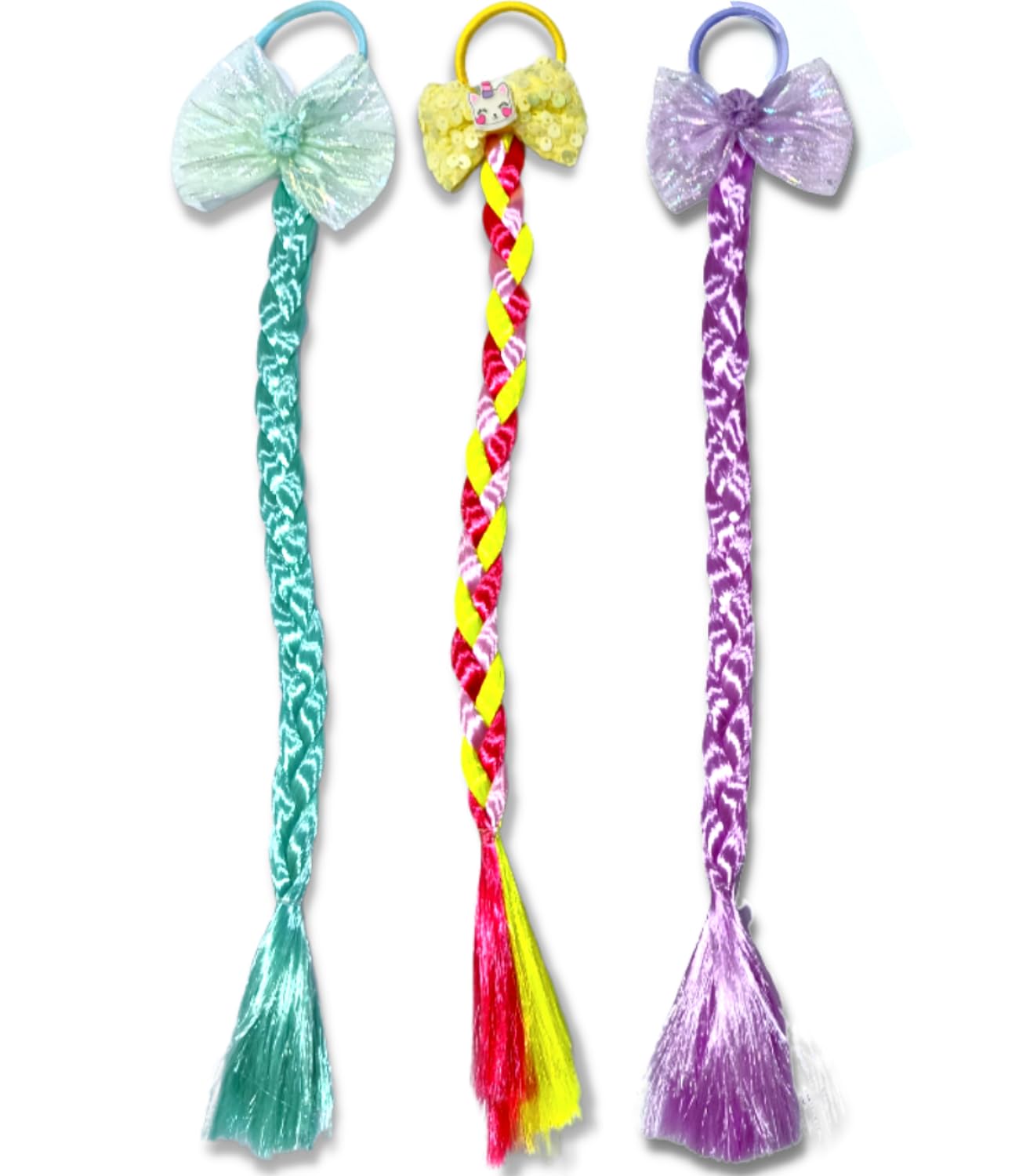 Quarya Rubber Band Hair Bands with Artificial Hair Streaks for Girls and Women Bright Coloured Highlighter Hairband Synthetic Hair Extensions for Highlighting (Set of 3) (B0C7GWBYSY) Amazon Price History, Amazon Price Tracker