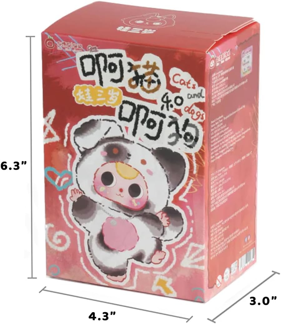 Baby Three Cat and Dog Series Plush Blind Box (1 of 10 Possible Styles) Cute Figures Collectible Toys Birthday Gifts (1Pc-Blind Box)