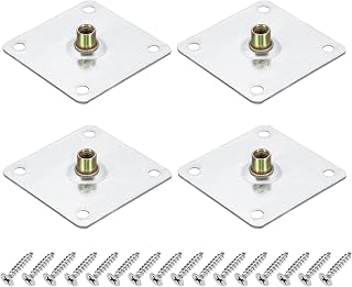 uxcell 4Pcs M8 Brad Hole t Nut, 70mm/2.8inch Square Base Weld Nuts Flange Insert Female Thread with Mounting Screws for Wood Furniture