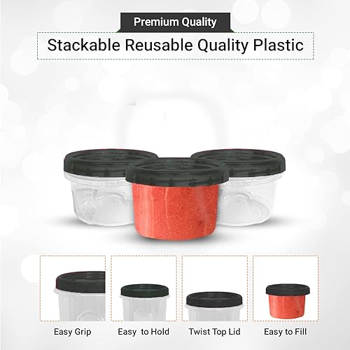 Miniatura 2 de Negro  12 unidades Recipientes herméticos con tapas, tapa con bloqueo giratorio, almacenamiento transparente de alimentos para preparación de