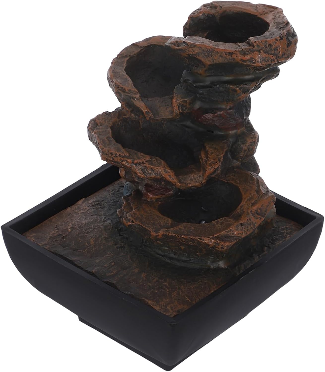 Uonlytech Tabletop Water Fountain with LED Lights and Soothing Waterfall Sounds for Indoor Relaxation Small Zen Garden Decor for Home Office Lightweight Design with US Plug