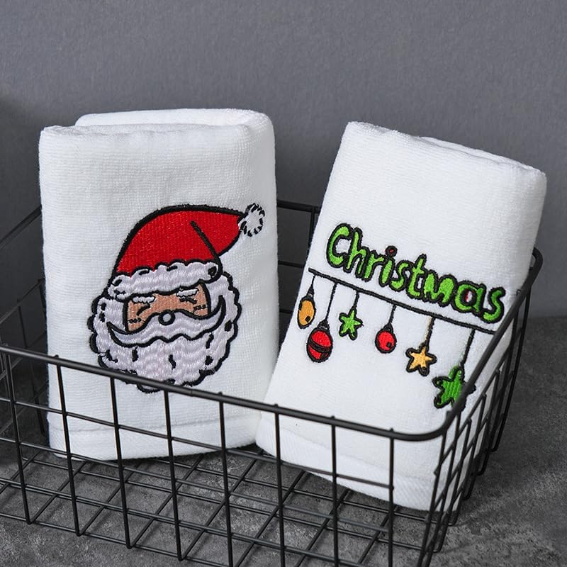 Sets of 6 Christmas Hand Towels for Bathroom, Kitchen Towels Winter Santa Christmas Tree Snowman Elk Hand Dishcloths Kit Novelty Gifts for Party Supplies Kitchen Bathroom Decor