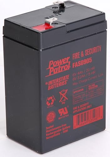 Miniatura 2 de Interstate Batteries Batería de seguridad y fuego de 6V 4Ah (terminal F1) SLA AGM VRLA Power Patrol Recargable Reemplazo para alarmas contra