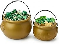 Vista 36 de PMU Caldero de plástico negro para el Día de San Patricio de 8 pulgadas, caldero de plástico negro para el duende del día de San Patricio y Mardi