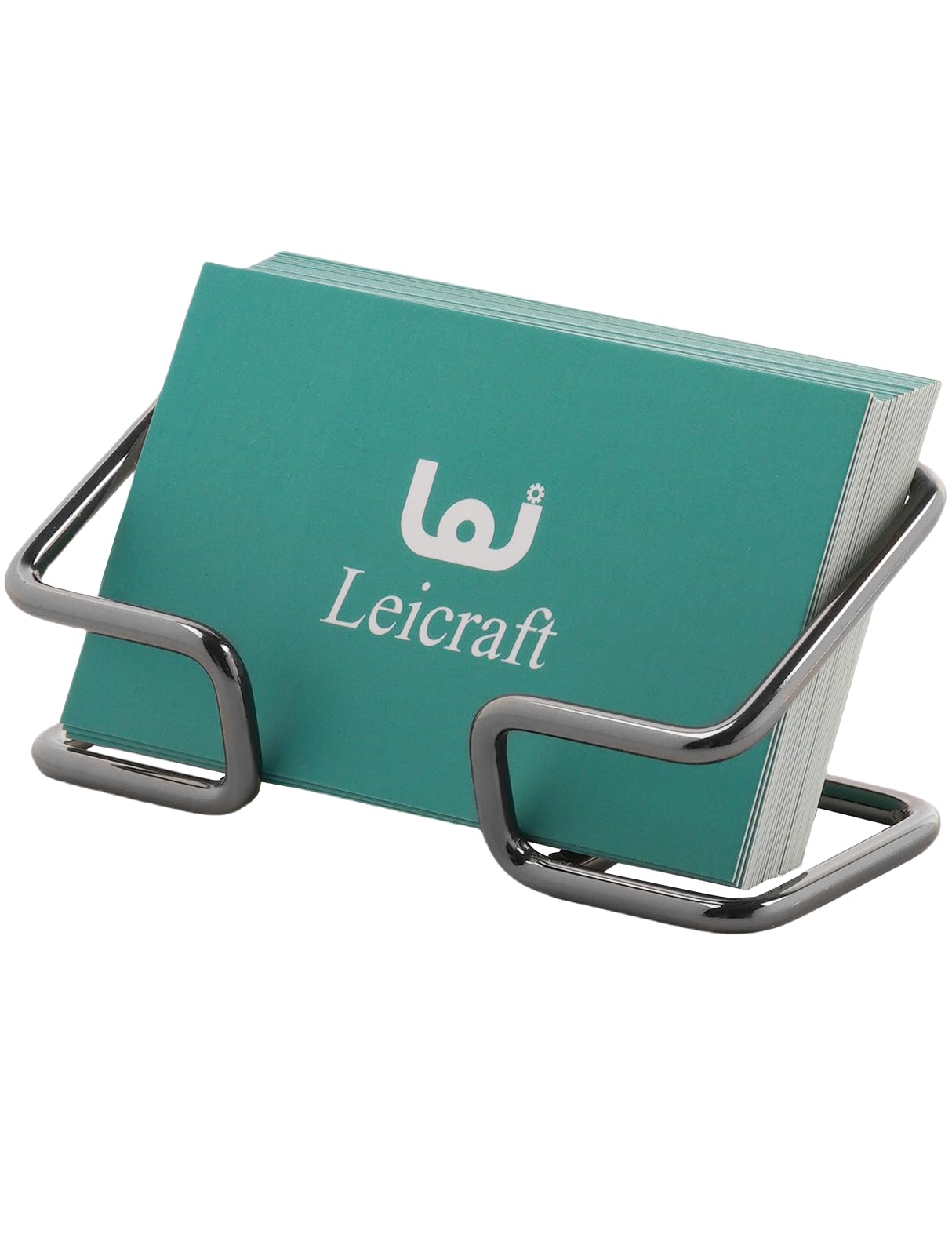 Leicraft Business Card Holder for Desk, Cute Metal Card Organizers and Office Desk Accessories for Men and Women (Black)