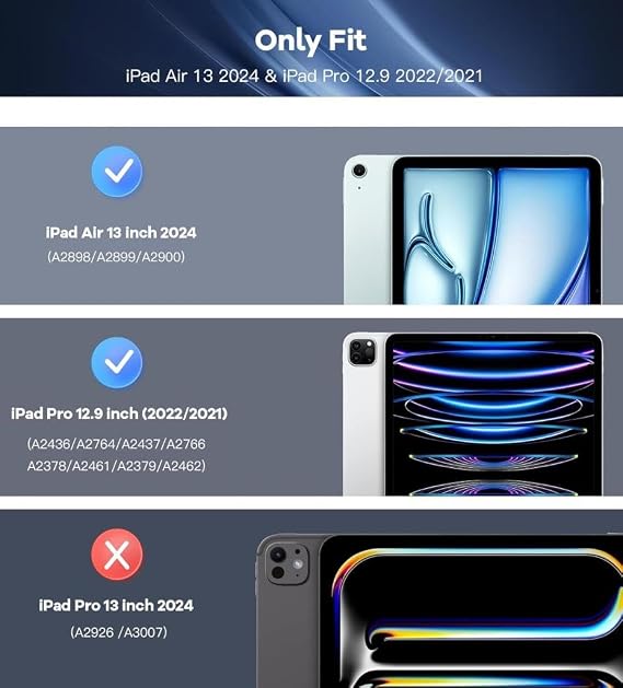 UnDePlus iPad Air 13inç M4/M3/M2 ile uyumlu Kılıf PU Deri Smart Standlı Case 2026-2024