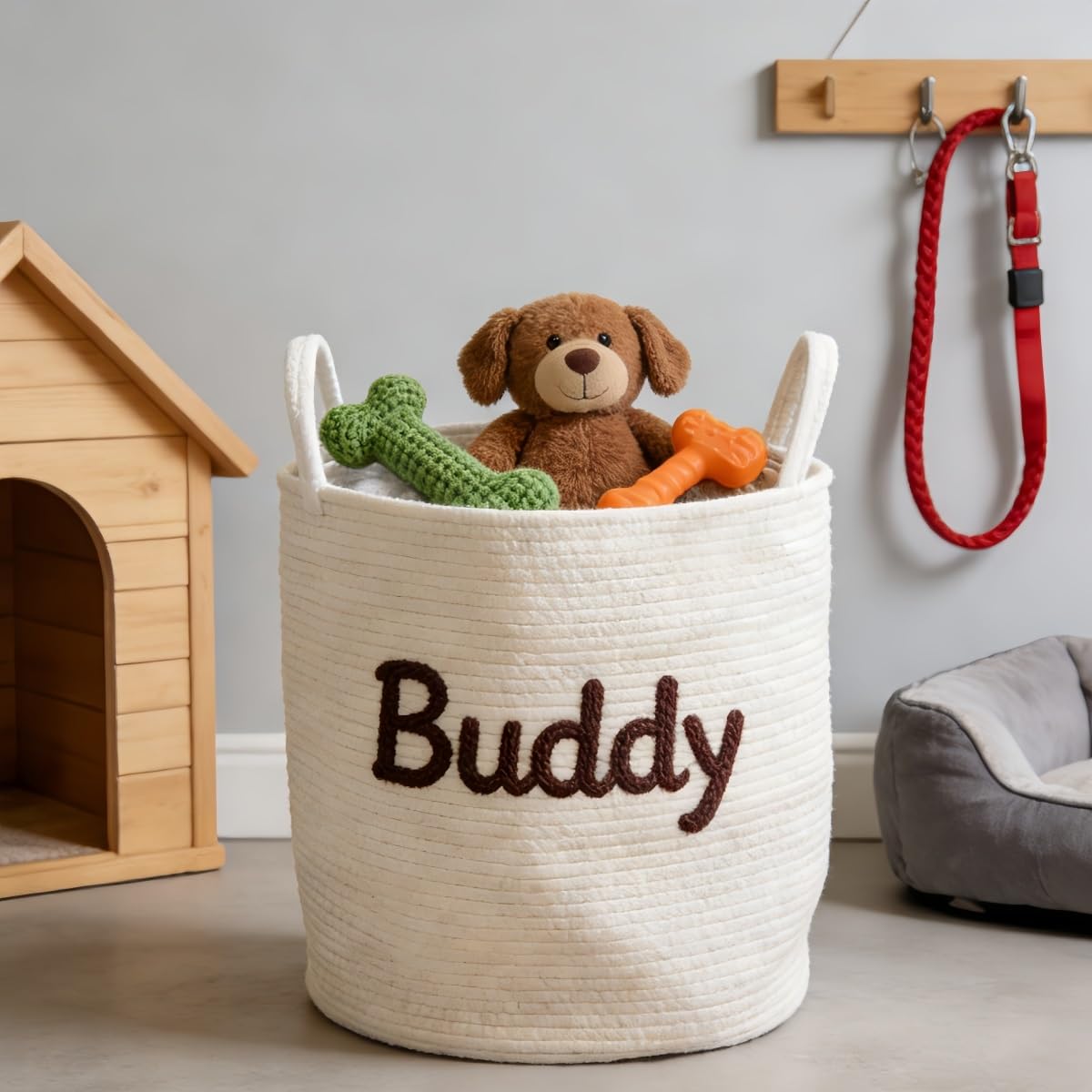 Panier À Linge Personnalisé Avec Nom, Grand Panier En Corde De Coton Tissé Pour Chambre À Coucher, Comme Poubelle À Vêtements Sales Et Organisateur De Rangement Polyvalent Pour Jouets(Brown,L)