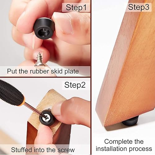 Miniatura 5 de Paquete de 50 pies de parachoques de goma dura mediana con arandela y tornillos de acero inoxidable, suaves, antideslizantes, antideslizantes y