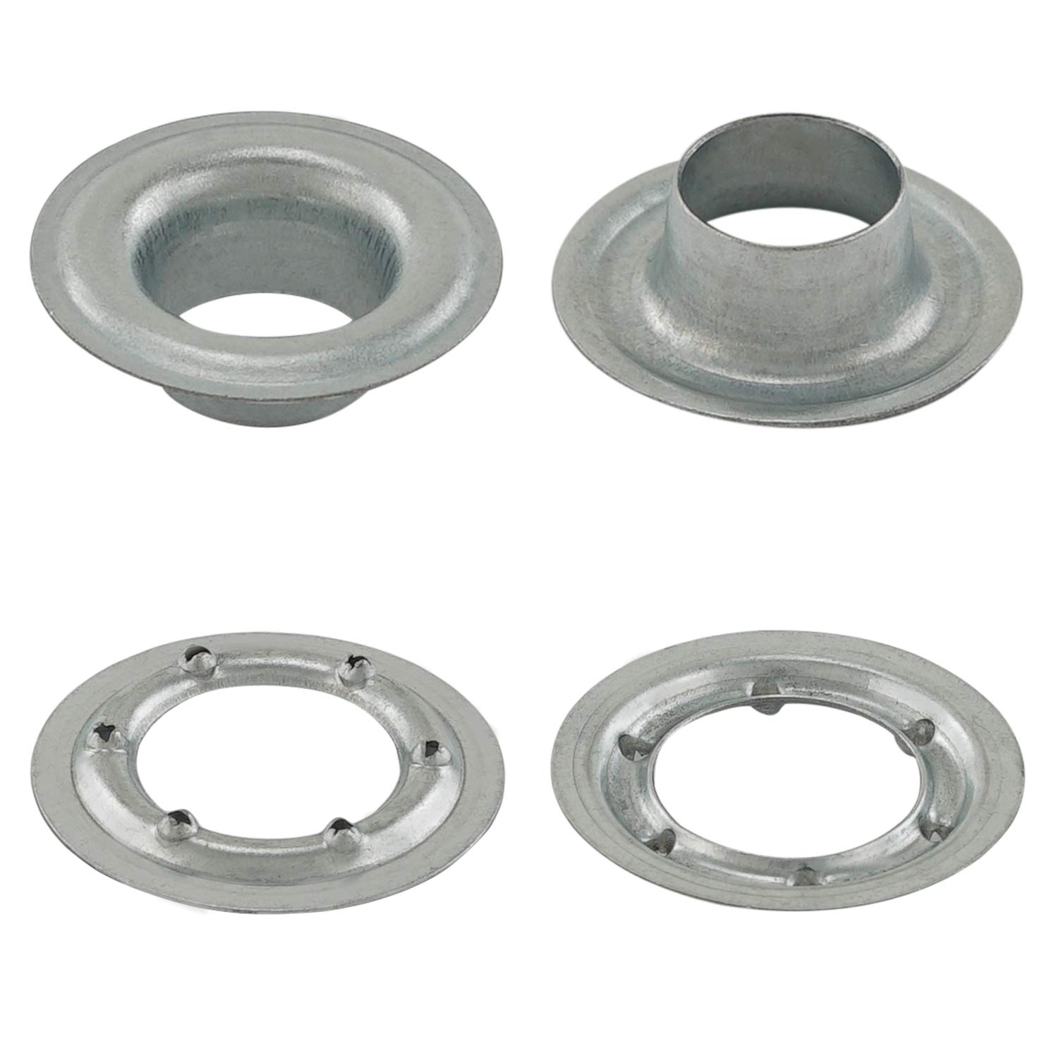 Zestaw prasy do oczek z zaciskiem sprężynowym, narzędziem do oczek DIN i 50 sztuk oczek DIN 7332, 16 mm, srebrna, stal ocynkowana, prasa ręczna, metalowe oczka, "zrób to sam", do