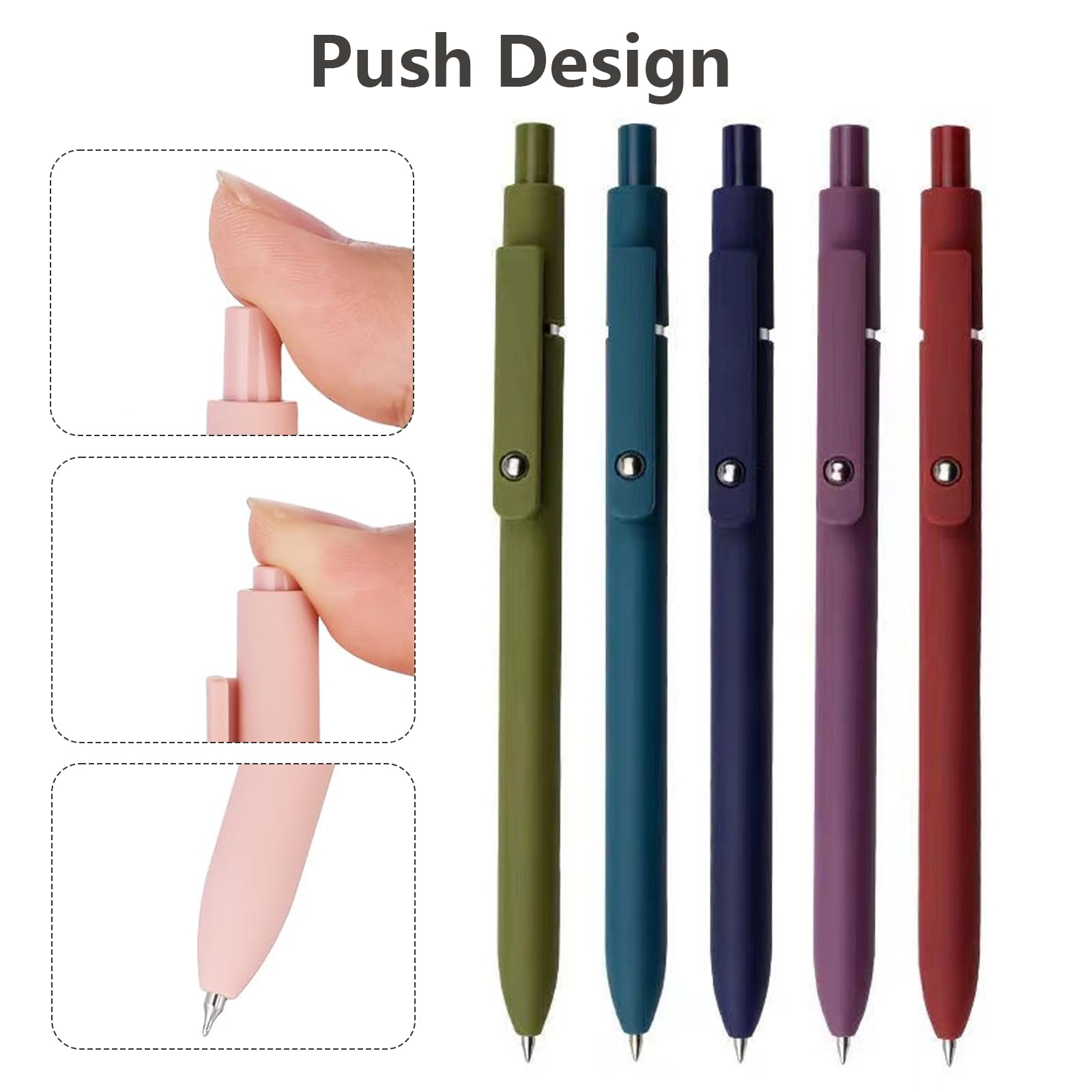 Senshuomy Gel Pens,Retractable Gel Ink Pens 0.5mm,Quick Dry Black Ink Pens,Cute Rollerball Pens for School Office Home Supplies,Fine Point Smooth Writing(5 Pcs/Vintage) - Image 4