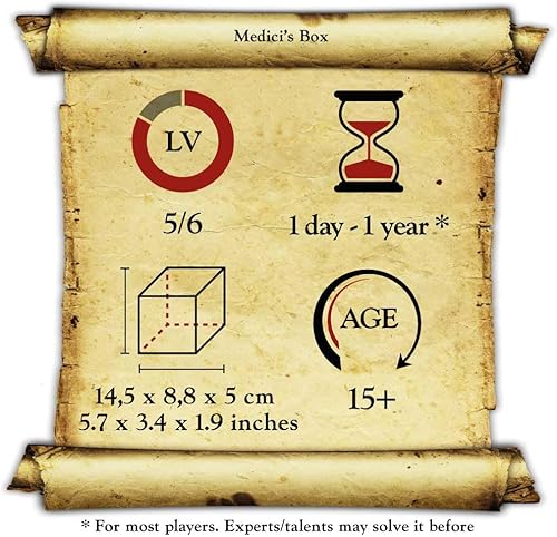 Miniatura 5 de Logica Puzzles Art. Caja de Medici - Rompecabezas de madera - Caja secreta - Dificultad 56 Increíble - Colección Leonardo da Vinci