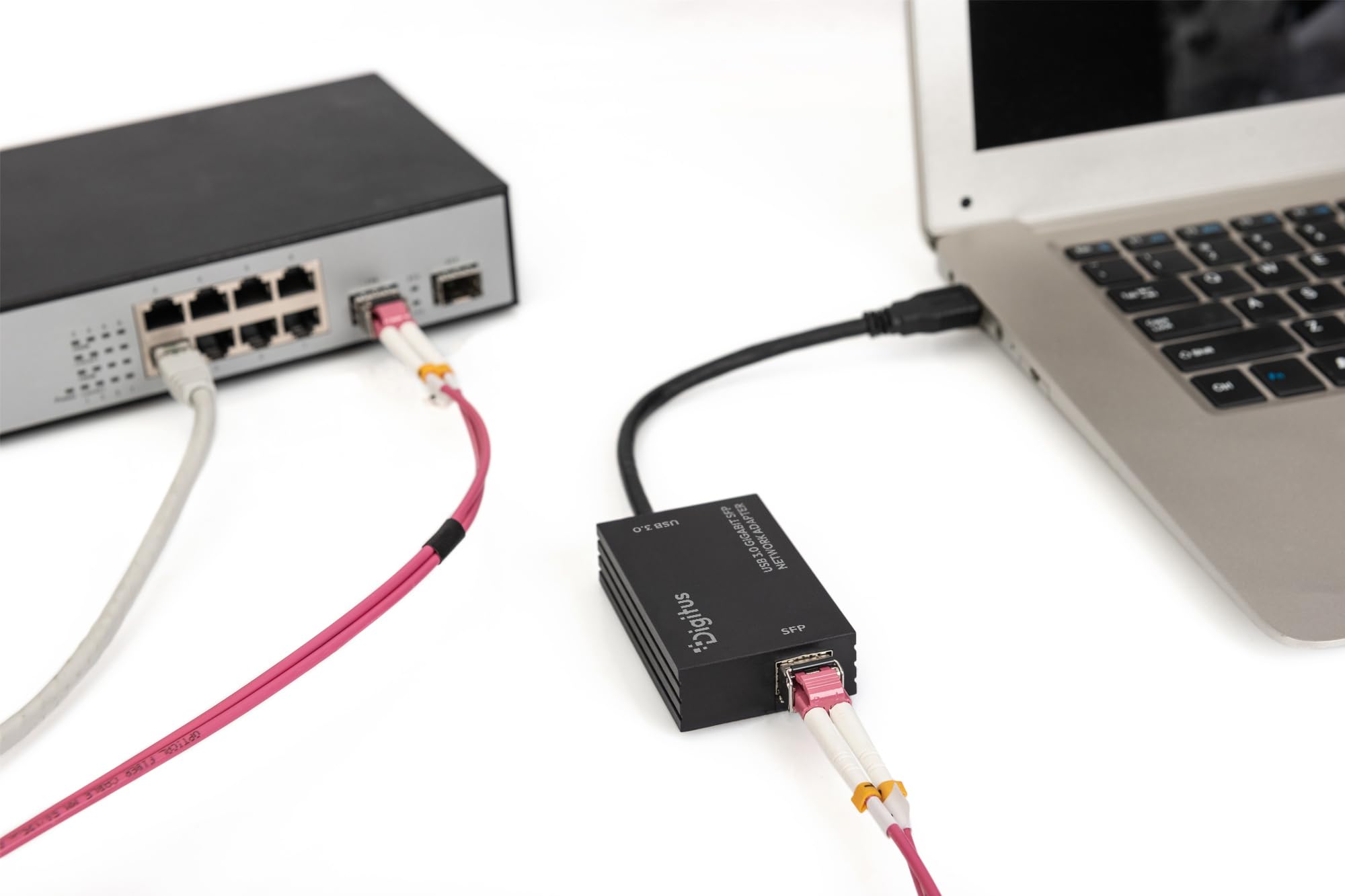 DIGITUS USB 3.2 Gen1 SFP Glasfaser-Netzwerk-Adapter – 1000 Mbit/s