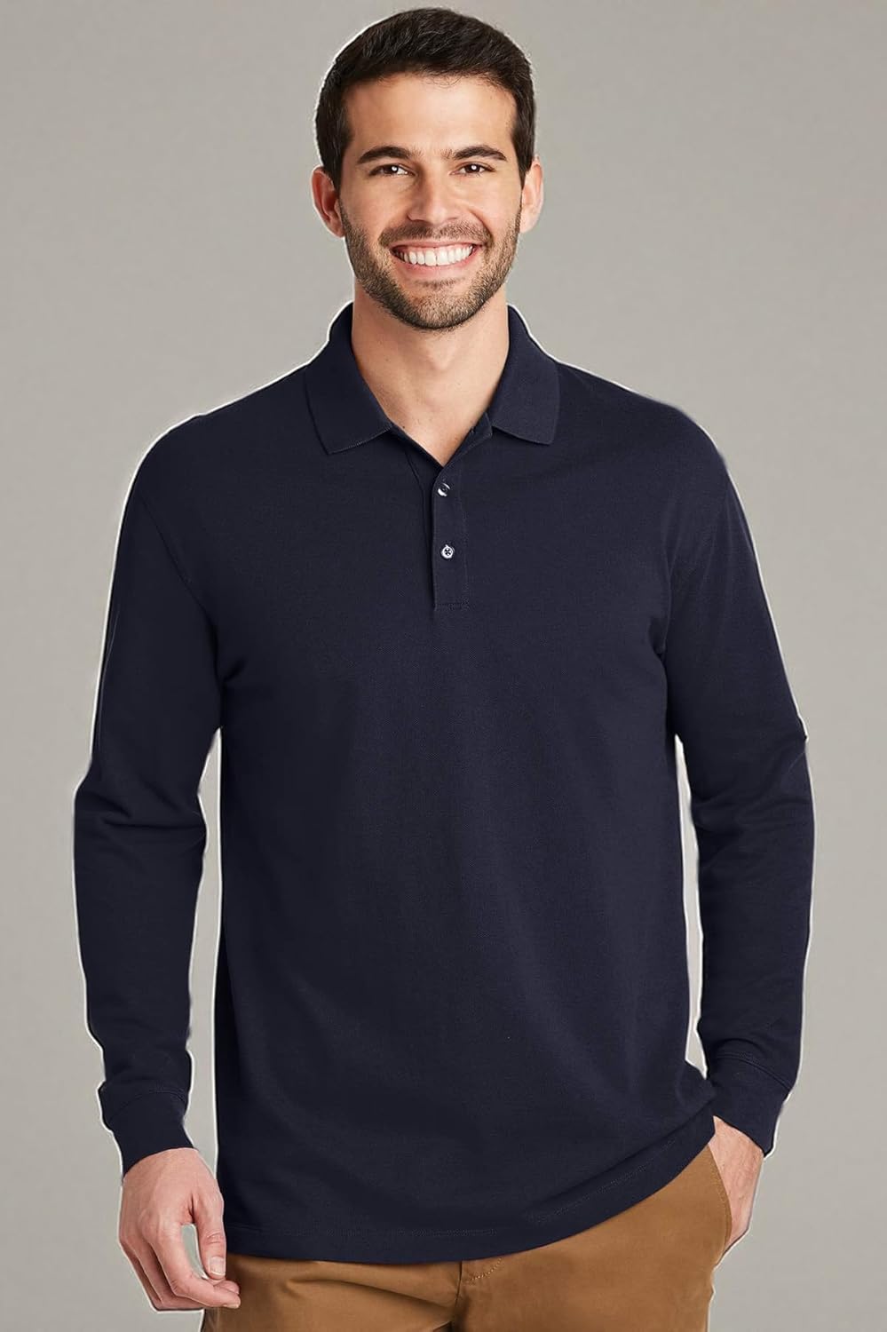 Port Authority EZCotton Long Sleeve Polo Shirt - Image 3