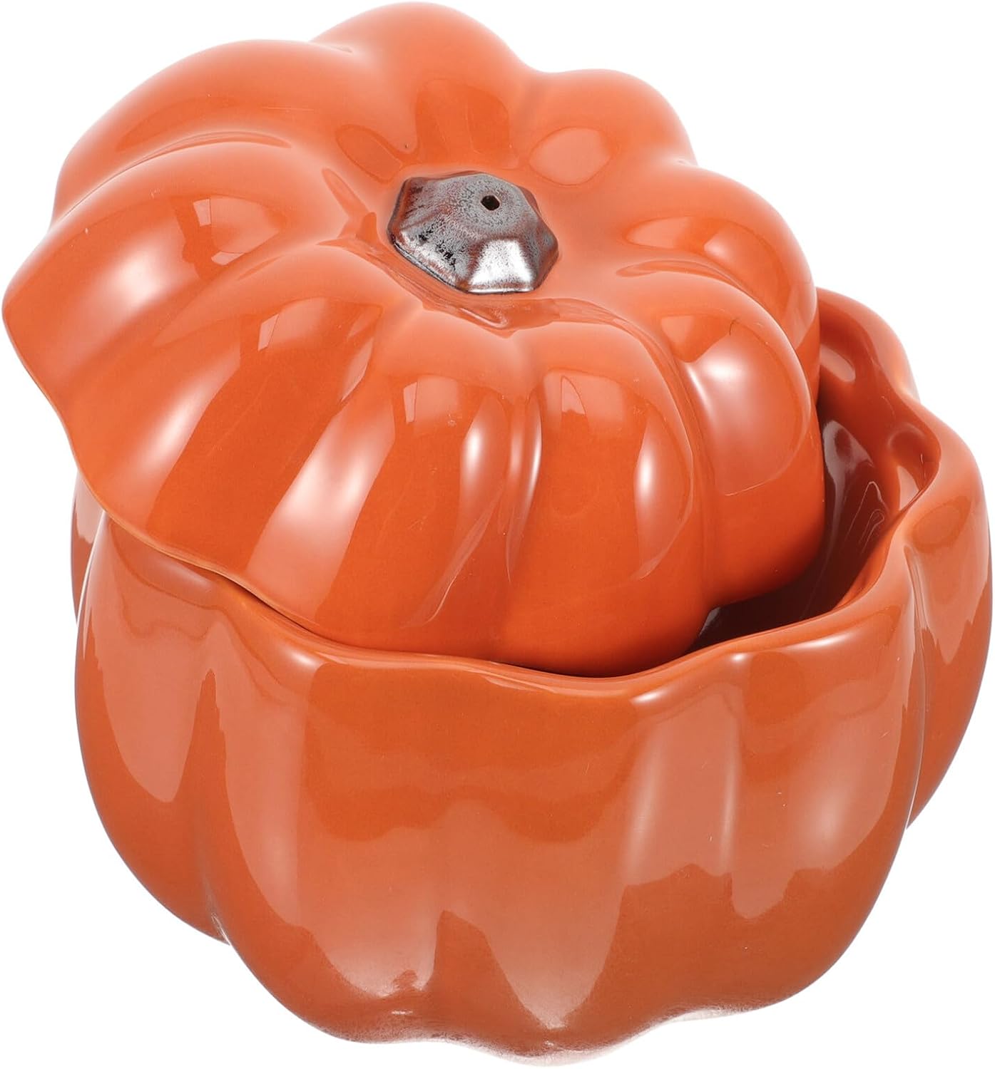 Ceramic Pet Food Bowl Set Pumpkin Shape Raised Pet Water Bowl for Cats and Dogs Orange Elevated Feeder for Neck Support