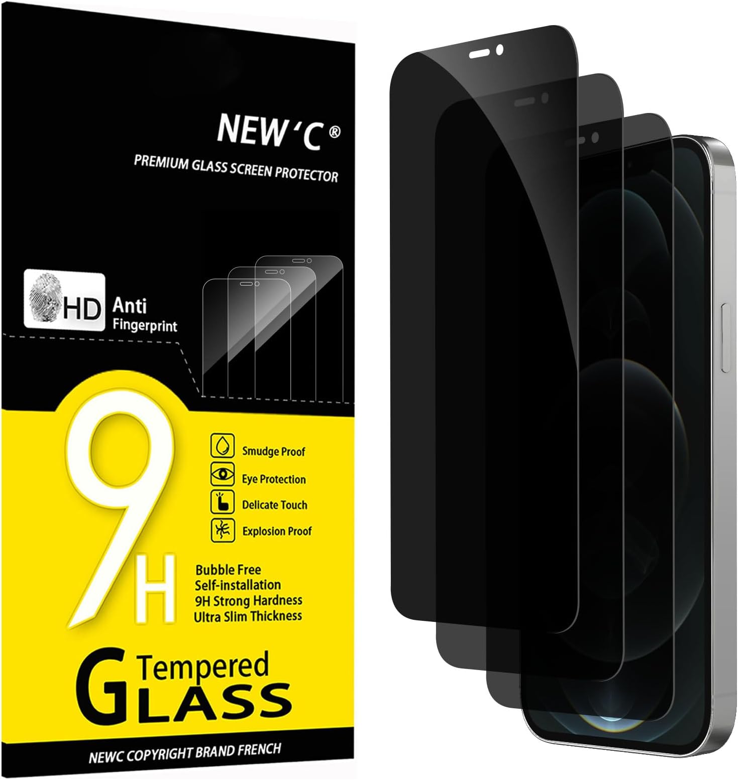 3 Pack Privacy for iPhone 12 Pro Max Screen Protector (6.7"), Enhanced 28-Degree Privacy Angle, Ultra Durable 9H Hardness, Bubble-Free