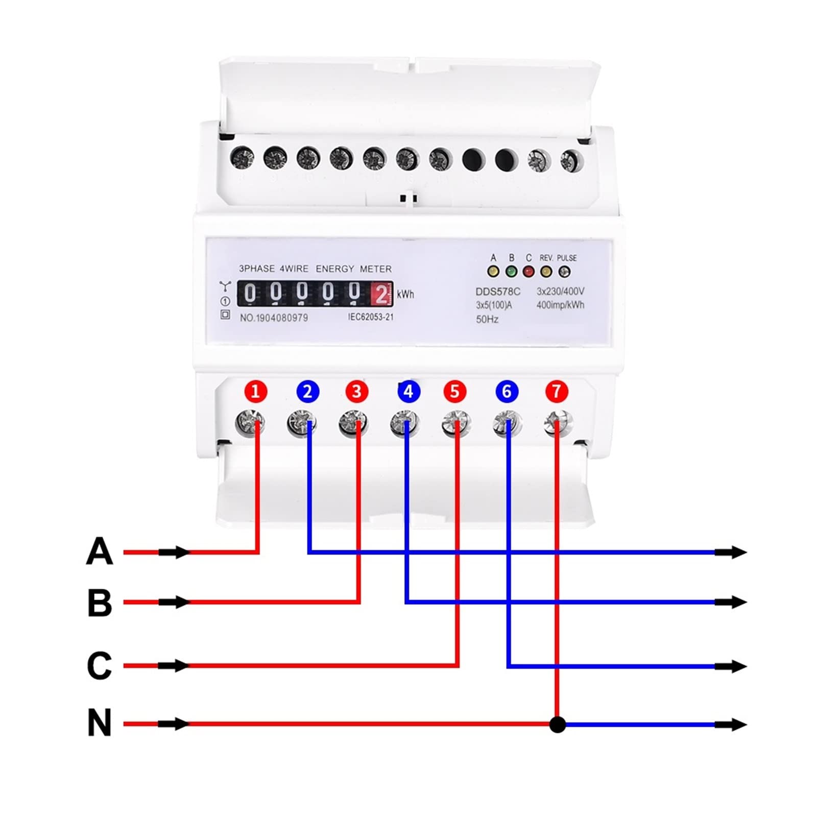 Monitores de energía inteligentes Durable Tres fase analógica de energía electrónica contador mecánico KWh Metro ESTRUENDO Monitor de consumo de energía de montaje ferroviario Disyuntor de electricida