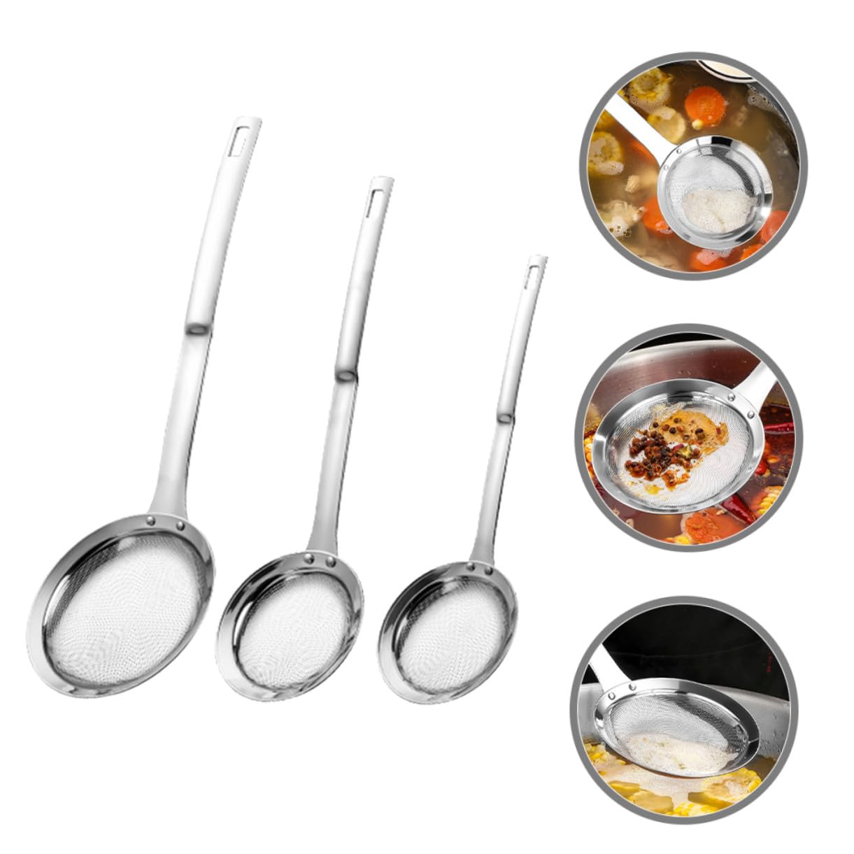 3 Stück Feinmaschiges Edelstahlsieb Küchenfilter Küchensieb Mehlsieb Für Sieben Von Saft Mehl Und Gewürzen