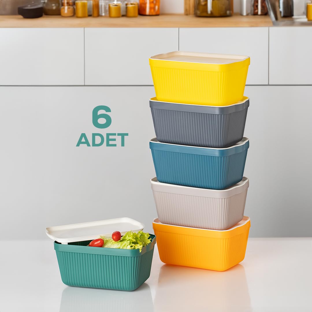 Porsima 1037 Erzak Çok Amaçlı Bakliyat Saklama Kabı Dolap İçi Organizer 6'LI 1,5 L Still Box