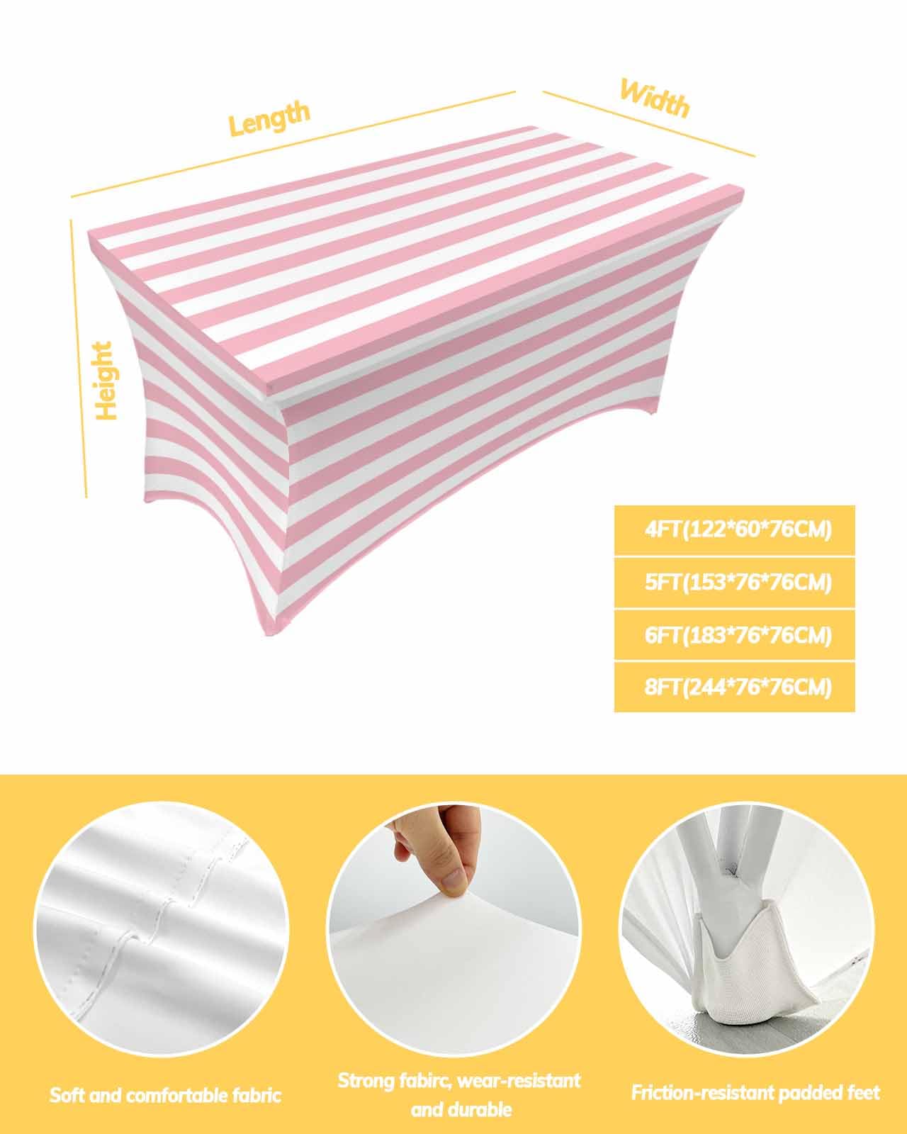 HAORUI Spandex Tablecloth 6FT (4 Pack) - Thick, Wrinkle-Resistant Rectangular Stretch Table Cover For Events & Parties