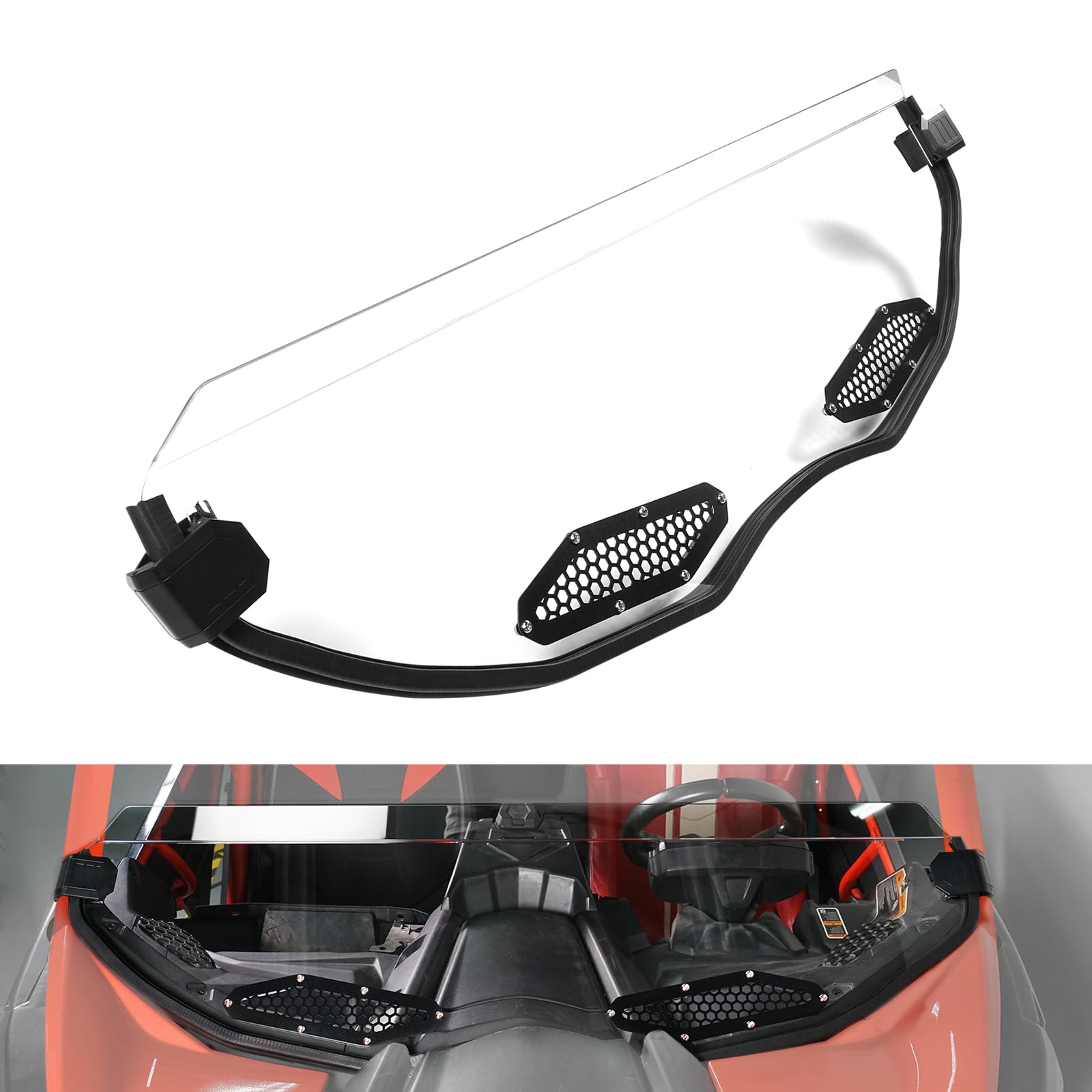 NICECNC Halbe Windschutzscheibe, hartbeschichtet, UV-beständig, kompatibel mit Maverick X3 4x4 DS Turbo DPS 2021-2024, Maverick X3 Max 4x4 DS Turbo DPS 2021-2024, Maverick X3 R 4x4 XRS Turbo DPS 2017
