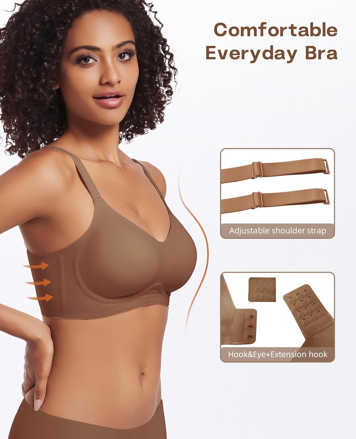 Womens Seamless Bra No Underwire Comfortable Wireless Bras for Women Push Up Full Coverage Bralettes Everyday Bra - Image 3