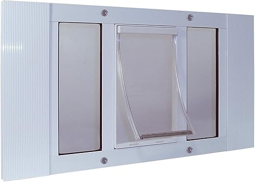 Miniatura 2 de Ideal Pet Products puerta de ventana de aluminio para mascotas, ajustable para adaptarse a anchos de ventana de 27 pulgadas a 32 pulgadas