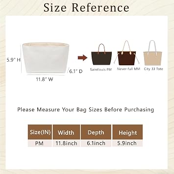 Ultra-light Purse Insert Organizer Compatible with Goyard Saint Louis PM/Never-full MM Bags, Water-proof Dupontpaper Handbag Organizer,Keep Bag Neat(White-Beige)
