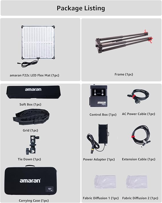 Aputure Amaran Foldable Flexible LED Light Panel Splash-Proof for Video Studio Photography Lighting (amaran F22c)
