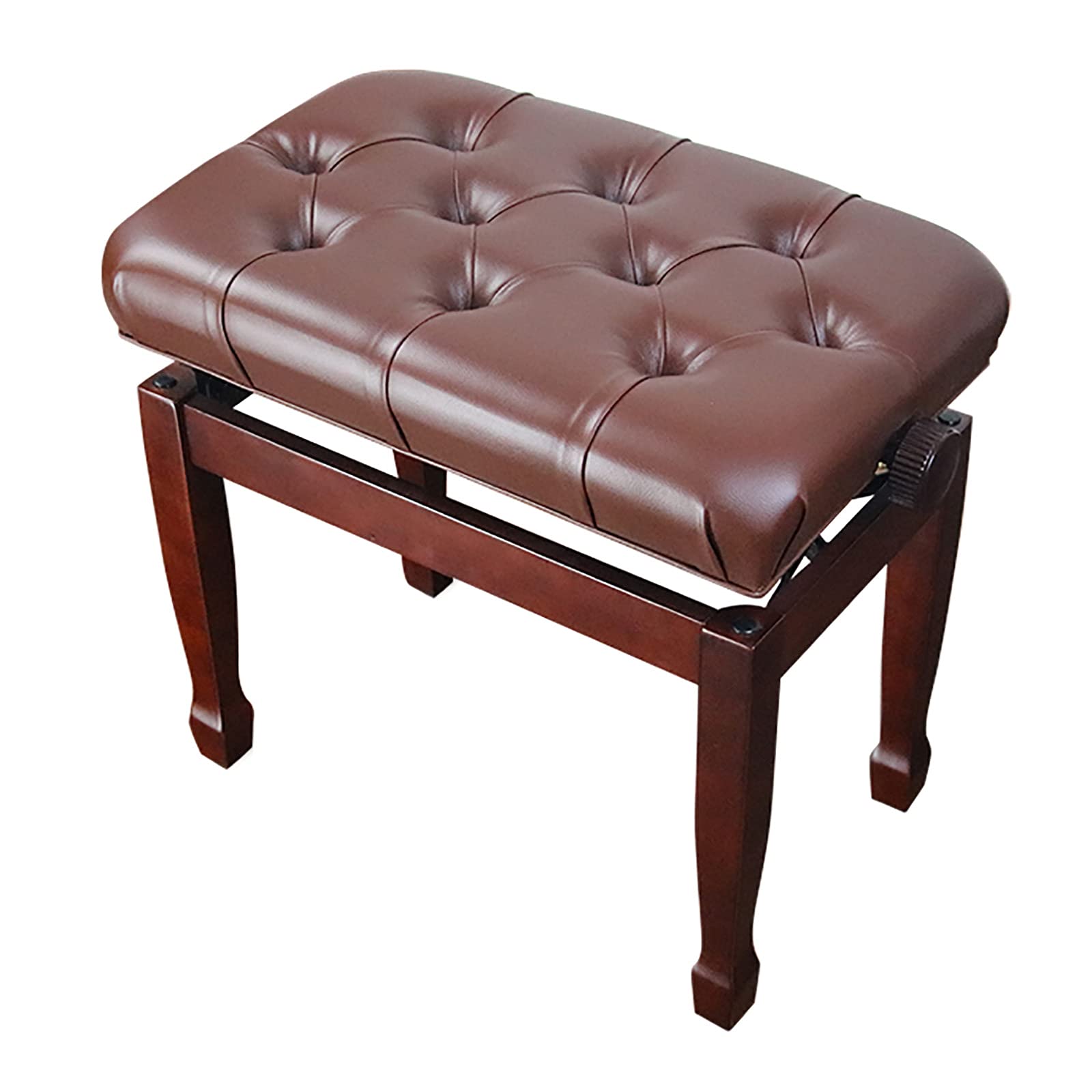 Premium Klavierbank aus Leder mit verstellbarer Höhe und wasserdichtem Kissen, Keyboardbank aus Holz für überragenden Komfort und Unterstützung, hält bis zu 180 kg, Braun