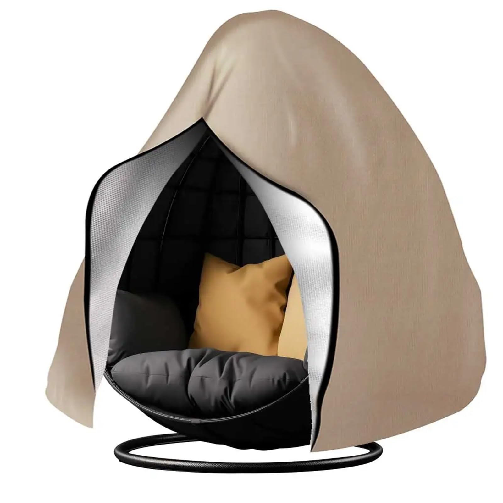 Gsjnhy Khaki Egg Chair Cover Waterproof Patio Hanging Egg Chair Cover Windproof Swing Slipcover With Zipper And Adjustable Hem Cord For Swing Hammock(,230X200cm)