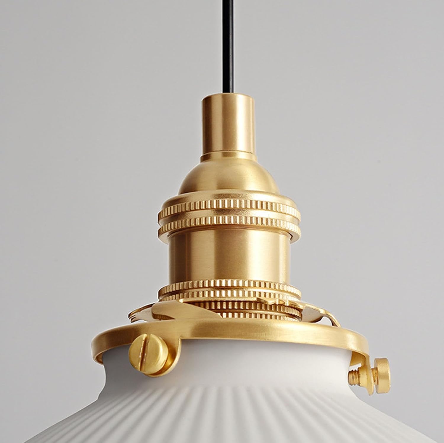 Suspension Industrielle Vintage en Céramique 23cm Blanc Lampe Suspendue avec Douille en Métal pour Chambre Île de Cuisine Salon Couloir Salle à Manger