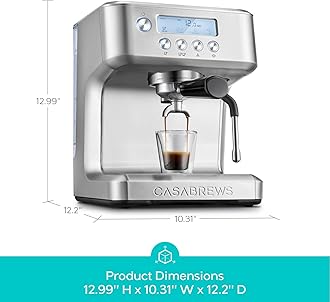 CASABREWS Ultra Espresso Machine with LCD Display, Espresso Maker with Powerful Milk Frother, Customizable Brewing Temperature, Provides Barista-Level Lattes and Cappuccinos, Gift for Men & Women