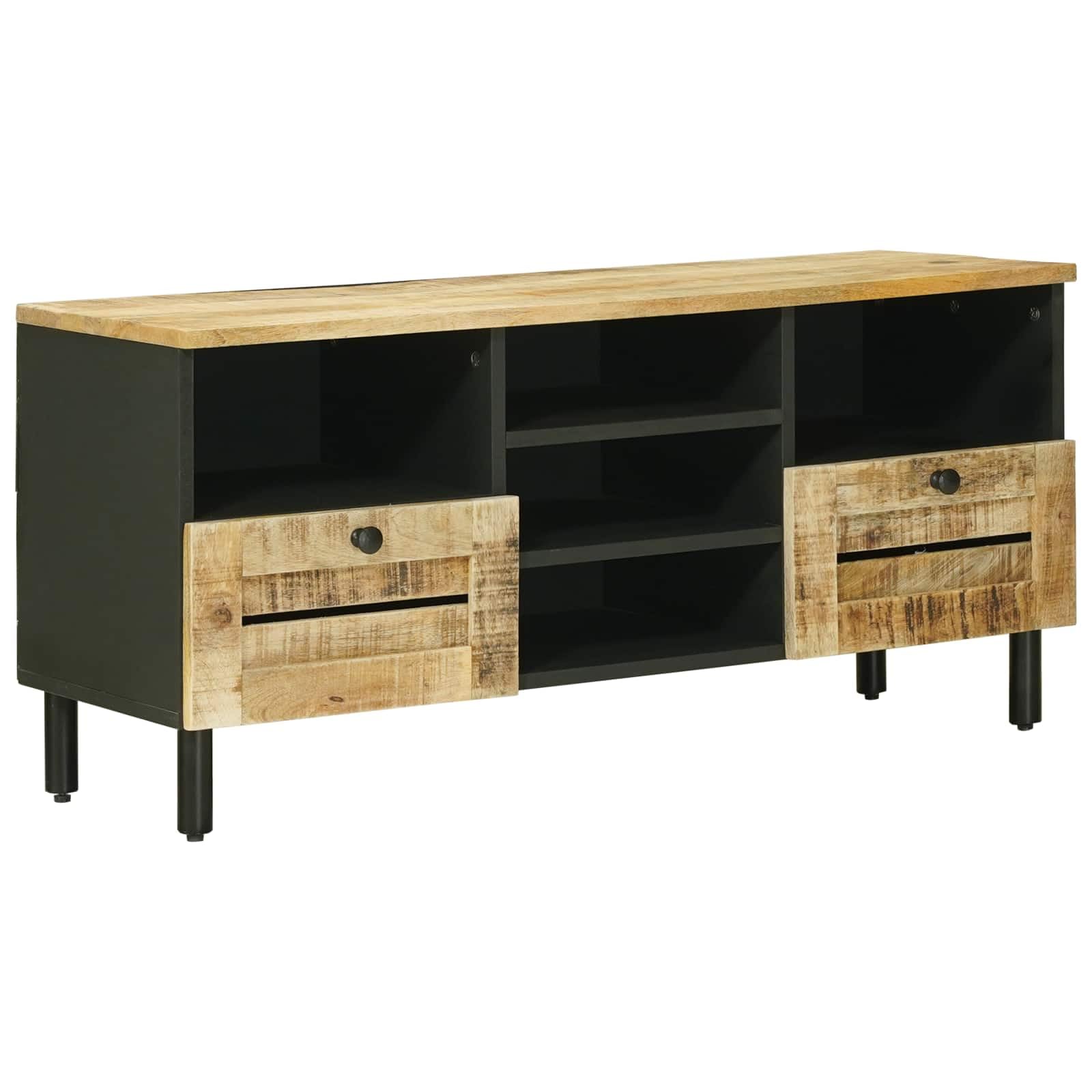 Mueble de almacenamiento de madera, mango macizo, 100 x 33 x 46 cm, natural