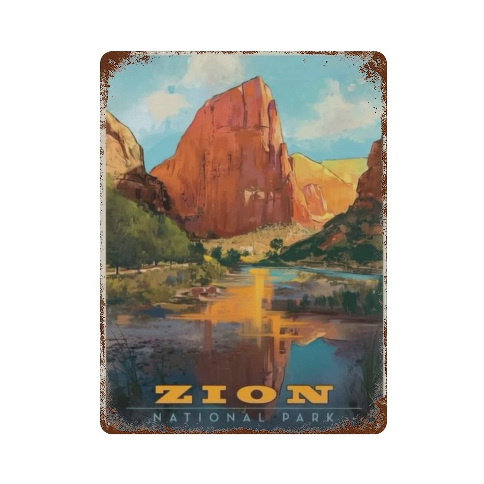 peiyeety Retro Vintage Travel Zion National Park Virgin Valley Retro Poster Metal Tin Sign Chic Art Vintage Iron Painting, World Travel Enthusiast Home Wall Decor Art Sign Plaque hces 8"x12"